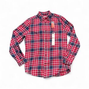 St. John's Bay Red and Navy Plaid Shirt